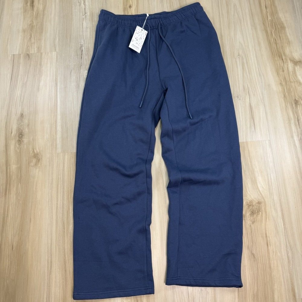 AUTOMET Navy Sweatpants Oversized Fleece Joggers With Pockets Size Large NWT!